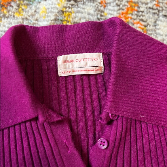 Urban Outfitters • magenta ribbed knit cardigan - Picture 2 of 7